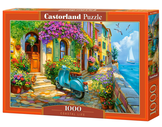 1000 Piece Jigsaw Puzzle, Coastal Life, Mediterranean Village, Italian Riviera puzzle, Seaside, Adult Puzzle, Castorland C-105465-2 Bridge Toys - Premium Jigsaw Puzzles