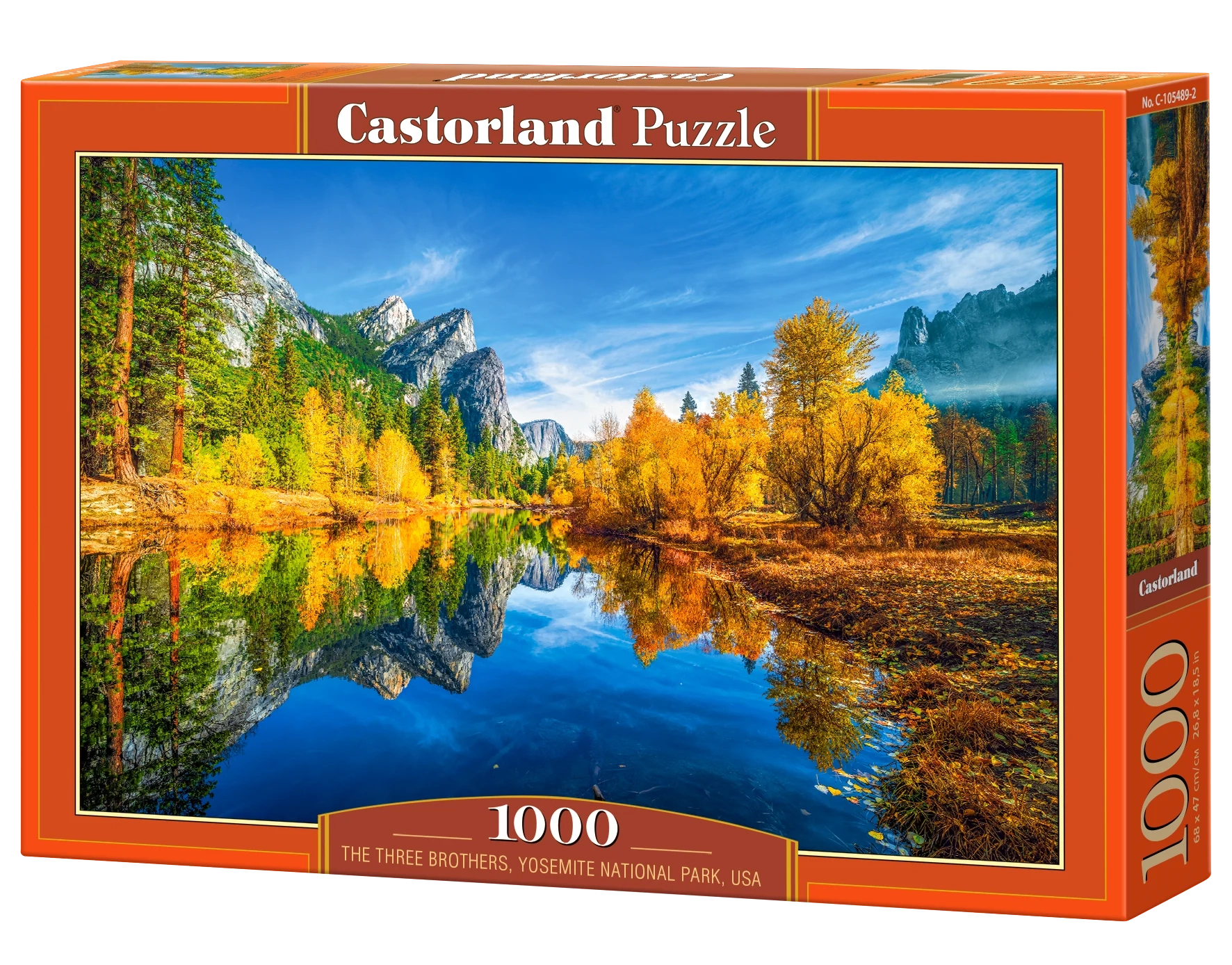 1000 Piece Jigsaw Puzzle, The Three Brothers, Yosemite National Park, USA, Autumn landscape puzzle, Relaxing nature puzzle, Adult Puzzle, Castorland C-105489-2 Bridge Toys - Premium Jigsaw Puzzles
