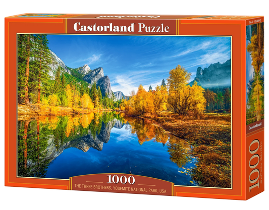 1000 Piece Jigsaw Puzzle, The Three Brothers, Yosemite National Park, USA, Autumn landscape puzzle, Relaxing nature puzzle, Adult Puzzle, Castorland C-105489-2 Bridge Toys - Premium Jigsaw Puzzles