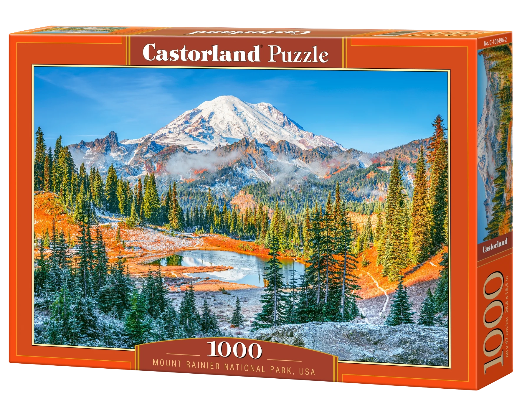 1000 Piece Jigsaw Puzzle, Mount Rainier National Park, USA, Snow-capped mountain puzzle, Calming landscape, Adult Puzzle, Castorland C-105496-2 Bridge Toys - Premium Jigsaw Puzzles