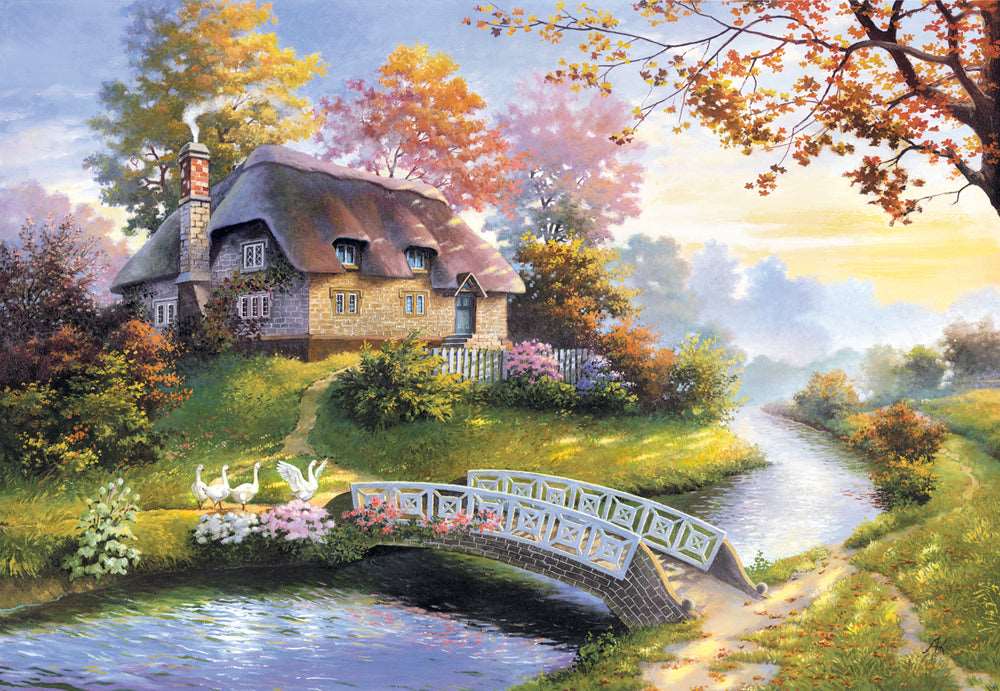 1500 Piece Jigsaw Puzzle, Cottage, Charming Nook, Pond, Countryside, Adult Puzzles, Castorland C-150359-2 Bridge Toys - Premium Jigsaw Puzzles