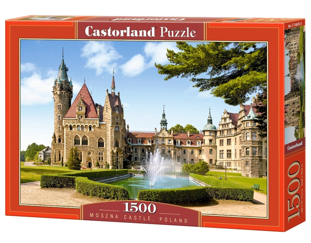 1500 Piece Jigsaw Puzzle, Moszna Castle, Poland, Historical building , Adult Puzzle, Castorland C-150670-2 Bridge Toys - Premium Jigsaw Puzzles