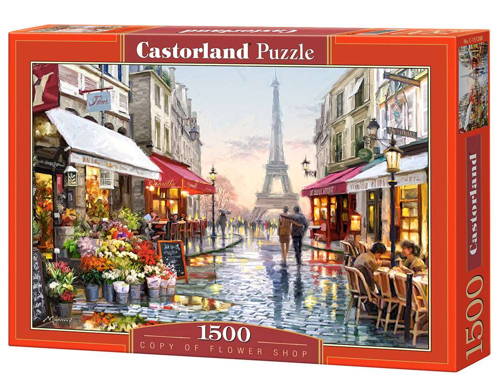 1500 Piece Jigsaw Puzzle, Flower Shop, Street of Paris, France, Eiffel Tower, Adult Puzzles, Castorland C-151288-2 Bridge Toys - Premium Jigsaw Puzzles