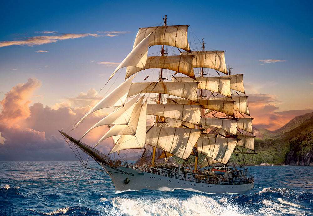 1500 Piece Jigsaw Puzzle, Sailing at Sunset, Sailing Ship Puzzle, Ocean Puzzle, Adult Puzzles, Castorland C-151431-2 Bridge Toys - Premium Jigsaw Puzzles