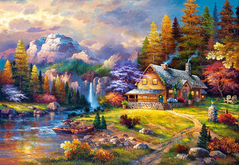 1500 Piece Jigsaw Puzzle, Mountain Hideaway, Charming Nook, Pond, Countryside, Adult Puzzles, Castorland C-151462-2 Bridge Toys - Premium Jigsaw Puzzles