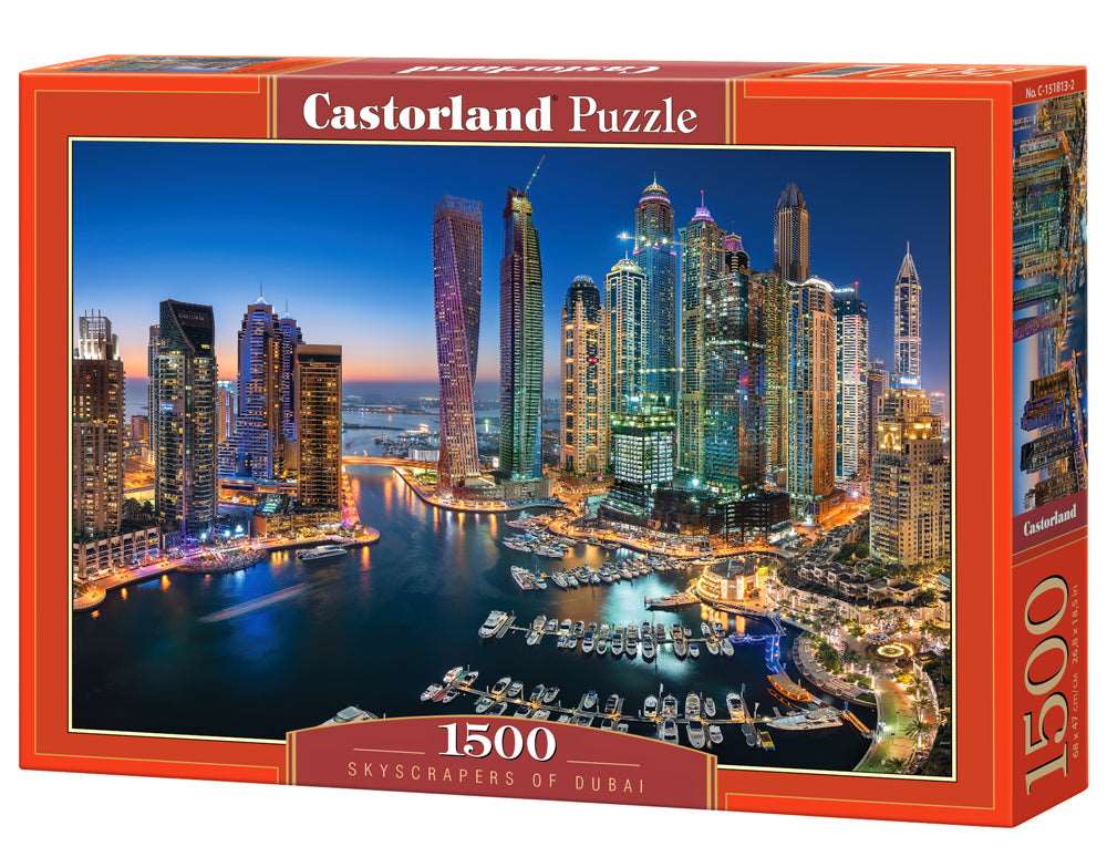 1500 Piece Jigsaw Puzzle, Skyscrapers of Dubai, Citi lights, Emirates, Adult Puzzles, Castorland C-151813-2 Bridge Toys - Premium Jigsaw Puzzles