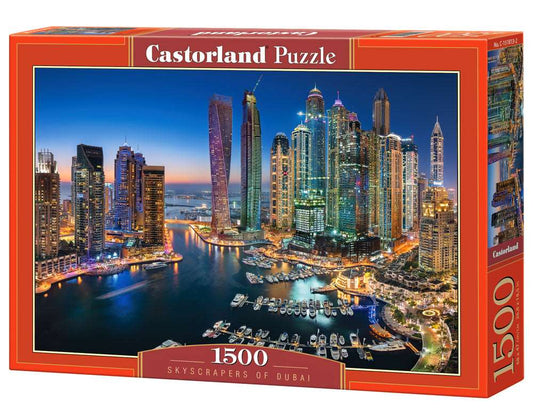 1500 Piece Jigsaw Puzzle, Skyscrapers of Dubai, Citi lights, Emirates, Adult Puzzles, Castorland C-151813-2 Bridge Toys - Premium Jigsaw Puzzles