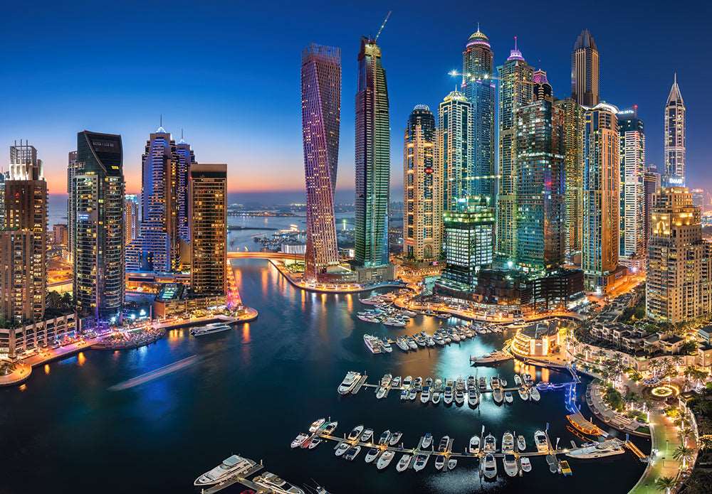1500 Piece Jigsaw Puzzle, Skyscrapers of Dubai, Citi lights, Emirates, Adult Puzzles, Castorland C-151813-2 Bridge Toys - Premium Jigsaw Puzzles
