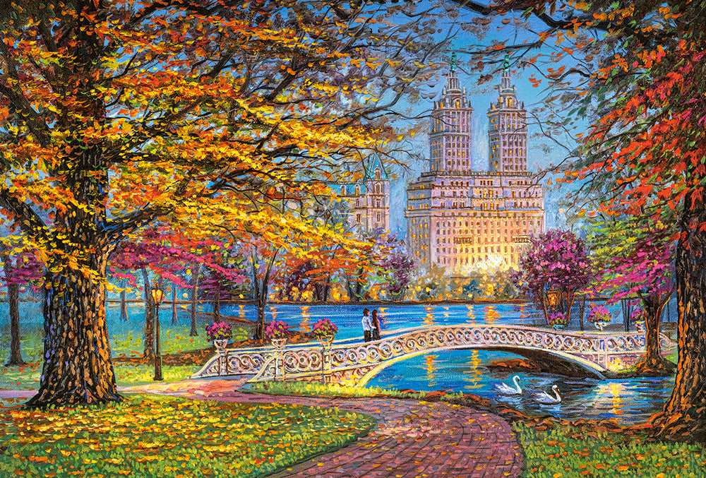 1500 Piece Jigsaw Puzzle, Autumn Stroll, Central Park, NY, New York puzzle, Cityscape, Adult Puzzles, Castorland C-151844-2 Bridge Toys - Premium Jigsaw Puzzles