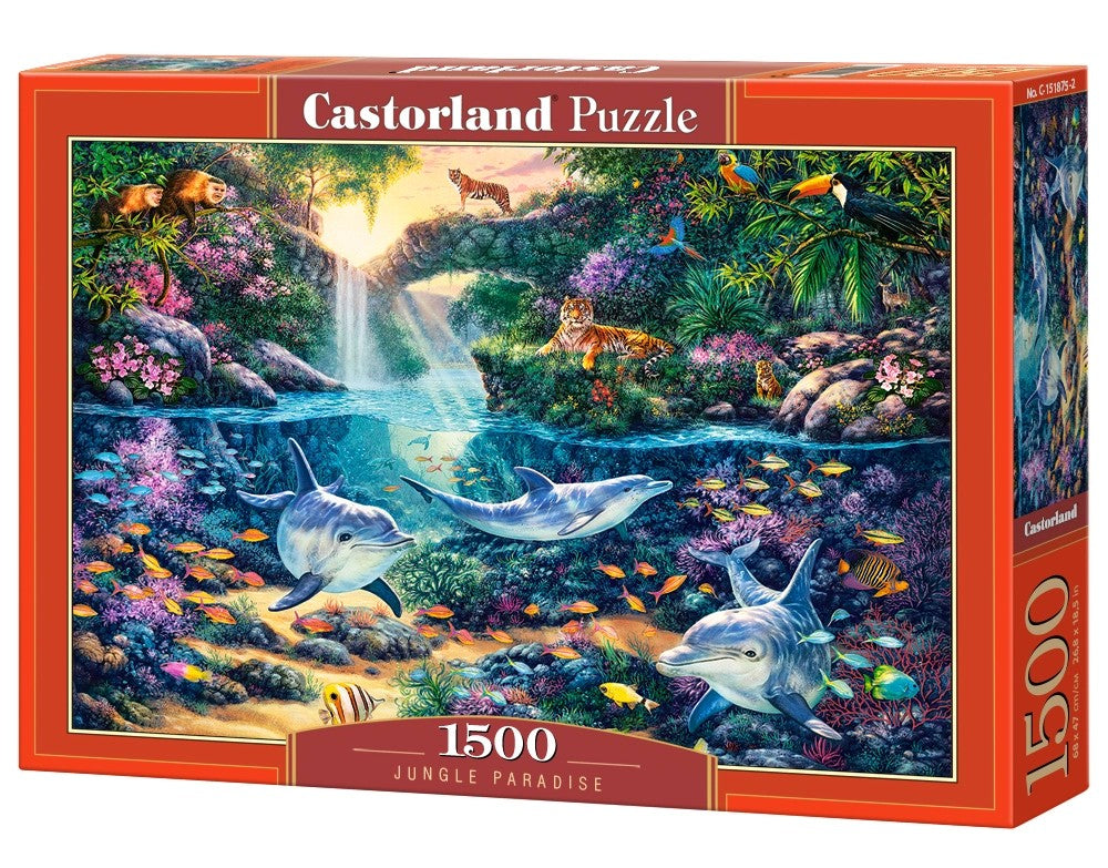 1500 Piece Jigsaw Puzzle, Jungle Paradise, Secret oasis, Underwater world, Exotic birds, Adult Puzzle, Castorland C-151875-2 Bridge Toys - Premium Jigsaw Puzzles