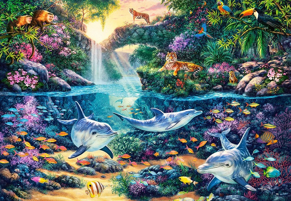 1500 Piece Jigsaw Puzzle, Jungle Paradise, Secret oasis, Underwater world, Exotic birds, Adult Puzzle, Castorland C-151875-2 Bridge Toys - Premium Jigsaw Puzzles
