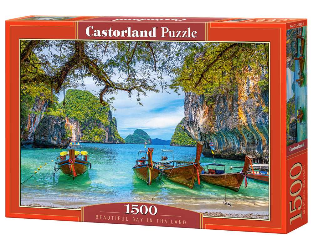 1500 Piece Jigsaw Puzzle, Beautiful Bay in Thailand, Asia, Island, Fishing boat, Ocean puzzle, Adult Puzzles, Castorland C-151936-2 Bridge Toys - Premium Jigsaw Puzzles
