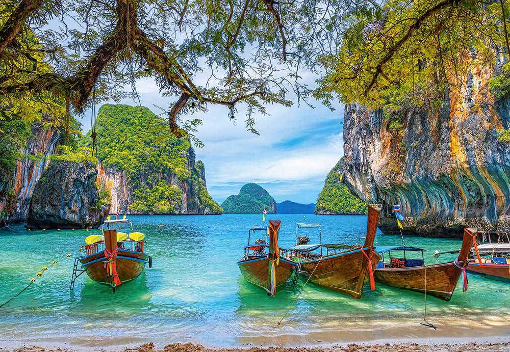 1500 Piece Jigsaw Puzzle, Beautiful Bay in Thailand, Asia, Island, Fishing boat, Ocean puzzle, Adult Puzzles, Castorland C-151936-2 Bridge Toys - Premium Jigsaw Puzzles