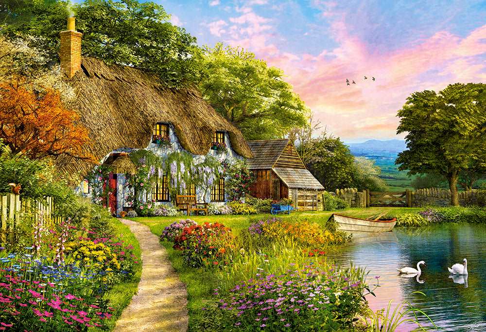 1500 Piece Jigsaw Puzzle, Countryside Cottage, Idyllic puzzle, Nostalgic view, Castorland C-151998-2 Bridge Toys - Premium Jigsaw Puzzles