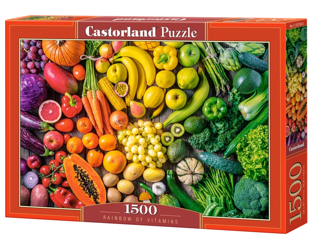 1500 Piece Jigsaw Puzzle, Rainbow of Vitamins, Vibrant & Healthy Kitchen Art Brain Teaser, gradient jigsaw, Adult Puzzle, Castorland C-152124-2 Bridge Toys - Premium Jigsaw Puzzles