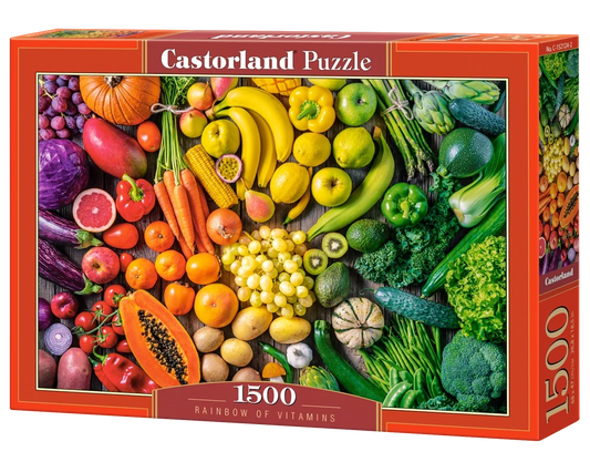 1500 Piece Jigsaw Puzzle, Rainbow of Vitamins, Vibrant & Healthy Kitchen Art Brain Teaser, gradient jigsaw, Adult Puzzle, Castorland C-152124-2 Bridge Toys - Premium Jigsaw Puzzles