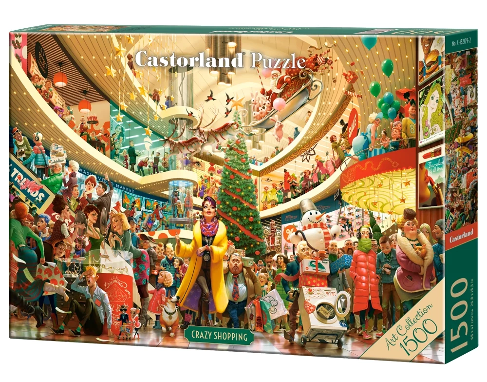 1500 Piece Jigsaw Puzzle, Crazy Shopping, Art Collection, Christmas shopping puzzle, Funny Holiday Mall Scene, Adult Puzzle, Castorland C-152179-2 Bridge Toys - Premium Jigsaw Puzzles