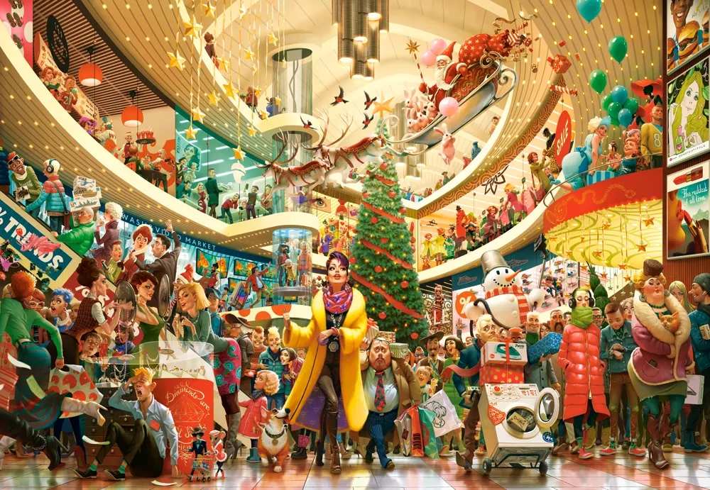 1500 Piece Jigsaw Puzzle, Crazy Shopping, Art Collection, Christmas shopping puzzle, Funny Holiday Mall Scene, Adult Puzzle, Castorland C-152179-2 Bridge Toys - Premium Jigsaw Puzzles
