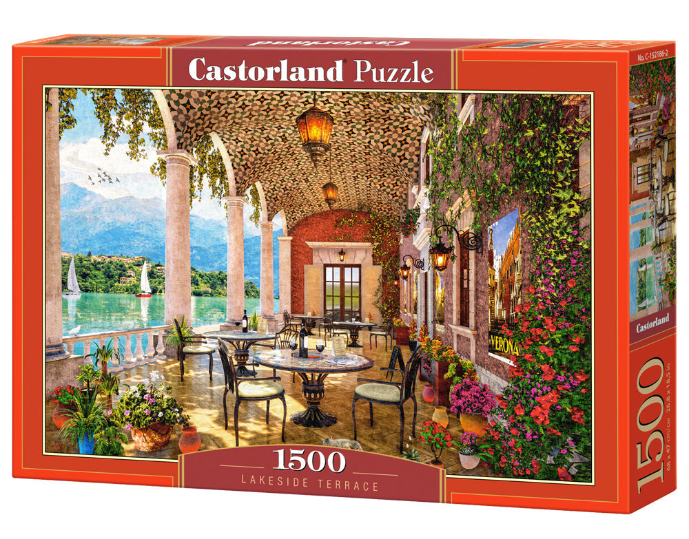 1500 Piece Jigsaw Puzzle, Lakeside Terrace, Italy, Mountain lake, Scenic view, Adult Puzzle, Castorland C-152186-2 Bridge Toys - Premium Jigsaw Puzzles