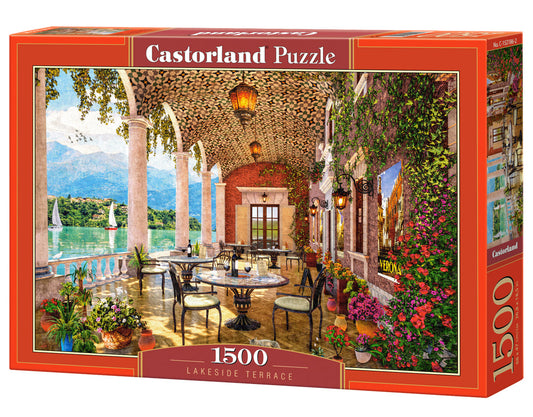 1500 Piece Jigsaw Puzzle, Lakeside Terrace, Italy, Mountain lake, Scenic view, Adult Puzzle, Castorland C-152186-2 Bridge Toys - Premium Jigsaw Puzzles