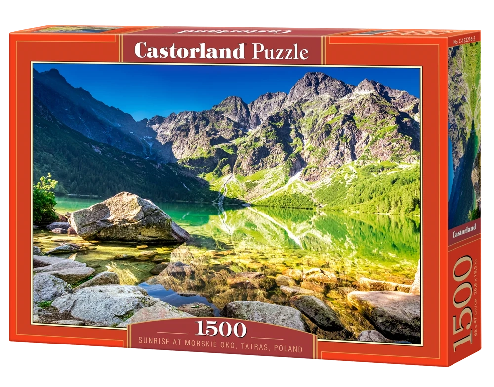 1500 Piece Jigsaw Puzzle, Sunrise at Morskie Oko, Tatras, Poland, Rocky Peak Nature Scene, Mountain landscape, Adult Puzzle, Castorland C-152216-2 Bridge Toys - Premium Jigsaw Puzzles