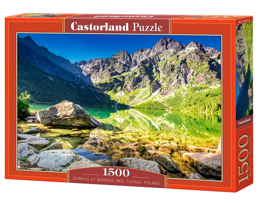 1500 Piece Jigsaw Puzzle, Sunrise at Morskie Oko, Tatras, Poland, Rocky Peak Nature Scene, Mountain landscape, Adult Puzzle, Castorland C-152216-2 Bridge Toys - Premium Jigsaw Puzzles