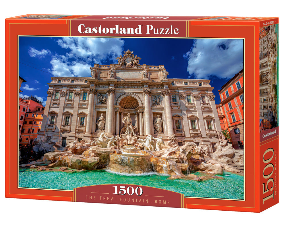 1500 Piece Jigsaw Puzzle, The Trevi Fountain, Rome, Italy, Baroque style, Travel puzzle, Italian architecture, Adult Puzzle, Castorland C-152230-2 Bridge Toys - Premium Jigsaw Puzzles