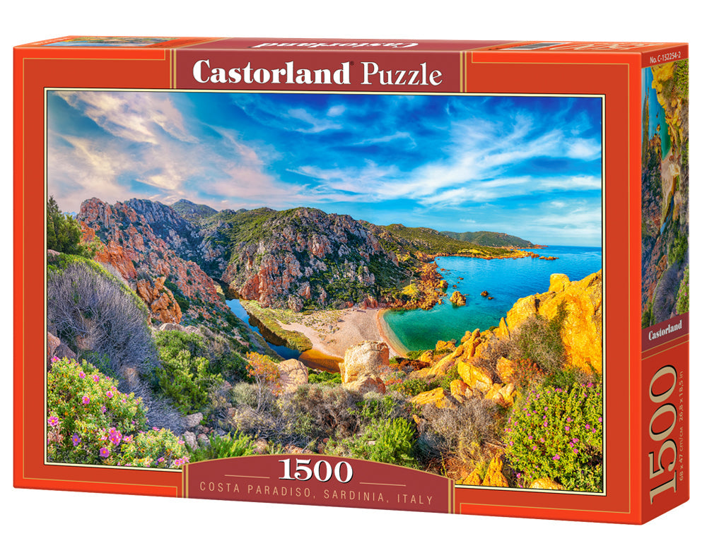 1500 Piece Jigsaw Puzzle, Costa Paradiso, Sardinia, Mediterranean, Italy, rock formations and pristine sand, Adult Puzzle, Castorland C-152254-2 Bridge Toys - Premium Jigsaw Puzzles