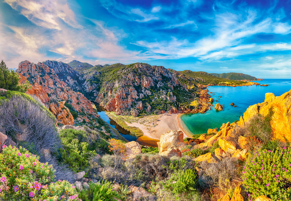 1500 Piece Jigsaw Puzzle, Costa Paradiso, Sardinia, Mediterranean, Italy, rock formations and pristine sand, Adult Puzzle, Castorland C-152254-2 Bridge Toys - Premium Jigsaw Puzzles