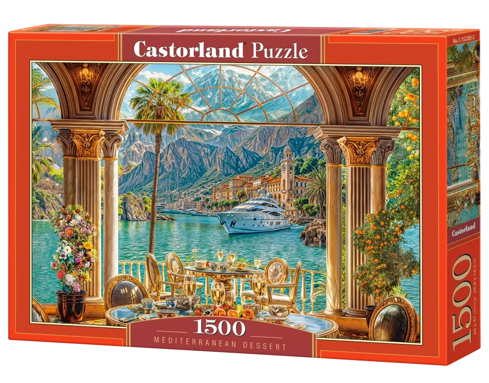 1500 Piece Jigsaw Puzzle, Mediterranean Dessert, Elegant Coastal Villa, Yacht Scene, Italy, Scenic European Travel Brain Teaser, Adult Puzzle, Castorland C-152285-2 Bridge Toys - Premium Jigsaw Puzzles