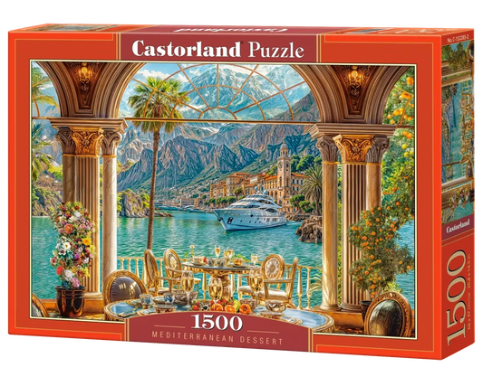 1500 Piece Jigsaw Puzzle, Mediterranean Dessert, Elegant Coastal Villa, Yacht Scene, Italy, Scenic European Travel Brain Teaser, Adult Puzzle, Castorland C-152285-2 Bridge Toys - Premium Jigsaw Puzzles