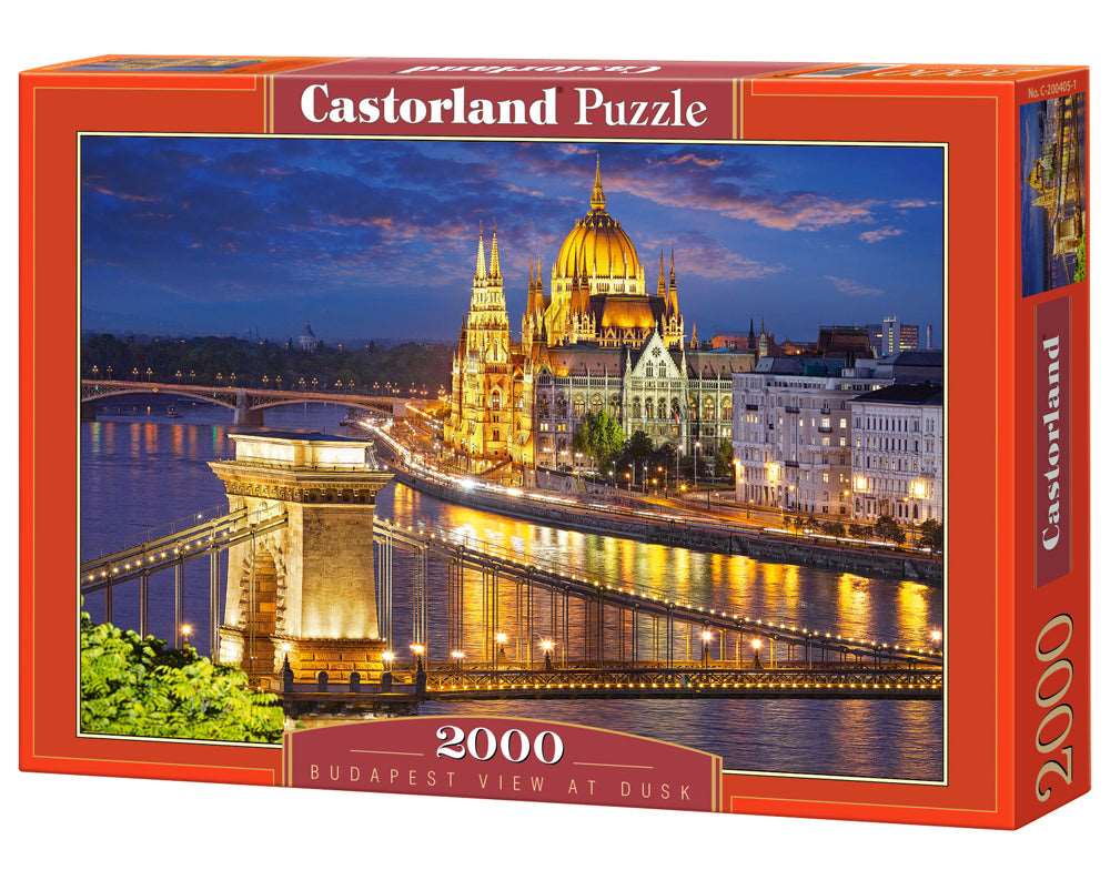 2000 Piece Jigsaw Puzzle, Budapest view at dusk, Parliament, Budapest Hungary Puzzle, Adult Puzzles, Castorland C-200405-2 Bridge Toys - Premium Jigsaw Puzzles