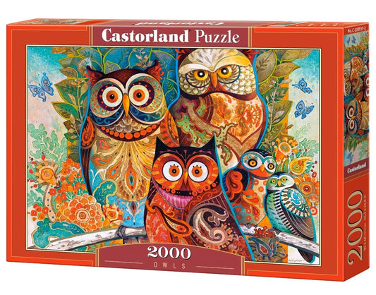 2000 Piece Jigsaw Puzzle, Owls, Animal puzzle, Art. Jigsaws, Animal painting, Vibrant color, Adult Puzzle, Castorland C-200535-2 Bridge Toys - Premium Jigsaw Puzzles