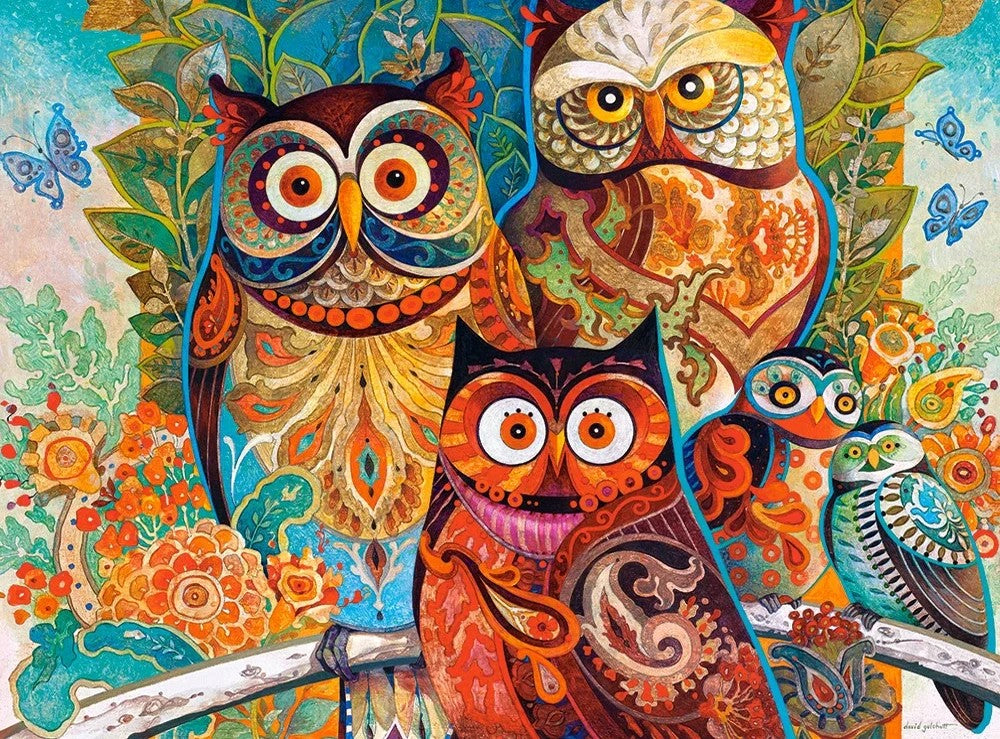 2000 Piece Jigsaw Puzzle, Owls, Animal puzzle, Art. Jigsaws, Animal painting, Vibrant color, Adult Puzzle, Castorland C-200535-2 Bridge Toys - Premium Jigsaw Puzzles