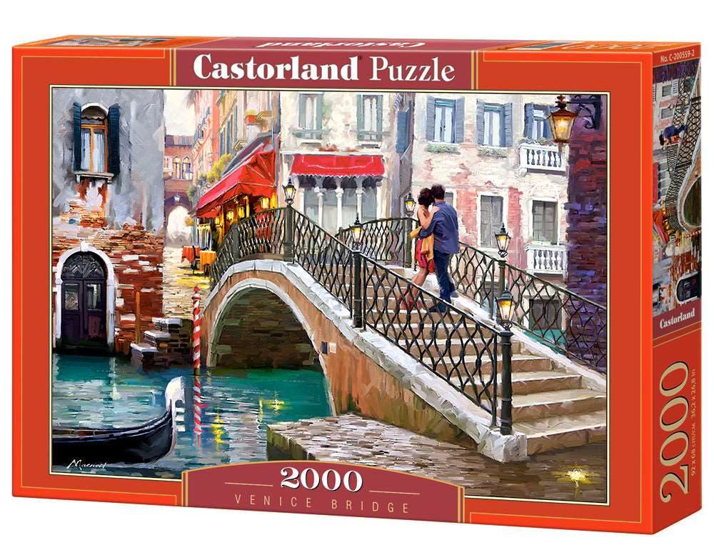 2000 Piece Jigsaw Puzzle, Venice Bridge, Venetian canals, Venice Italy Puzzle, Gondola Puzzle, Adult Puzzles, Castorland C-200559-2 Bridge Toys - Premium Jigsaw Puzzles