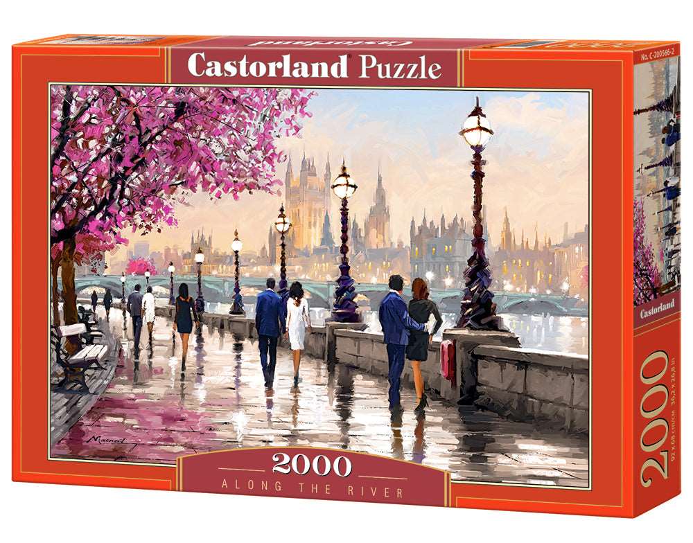 2000 Piece Jigsaw Puzzle, Along the River, Art. Puzzle, paintings puzzle, Adult Puzzles, Castorland C-200566-2 Bridge Toys - Premium Jigsaw Puzzles