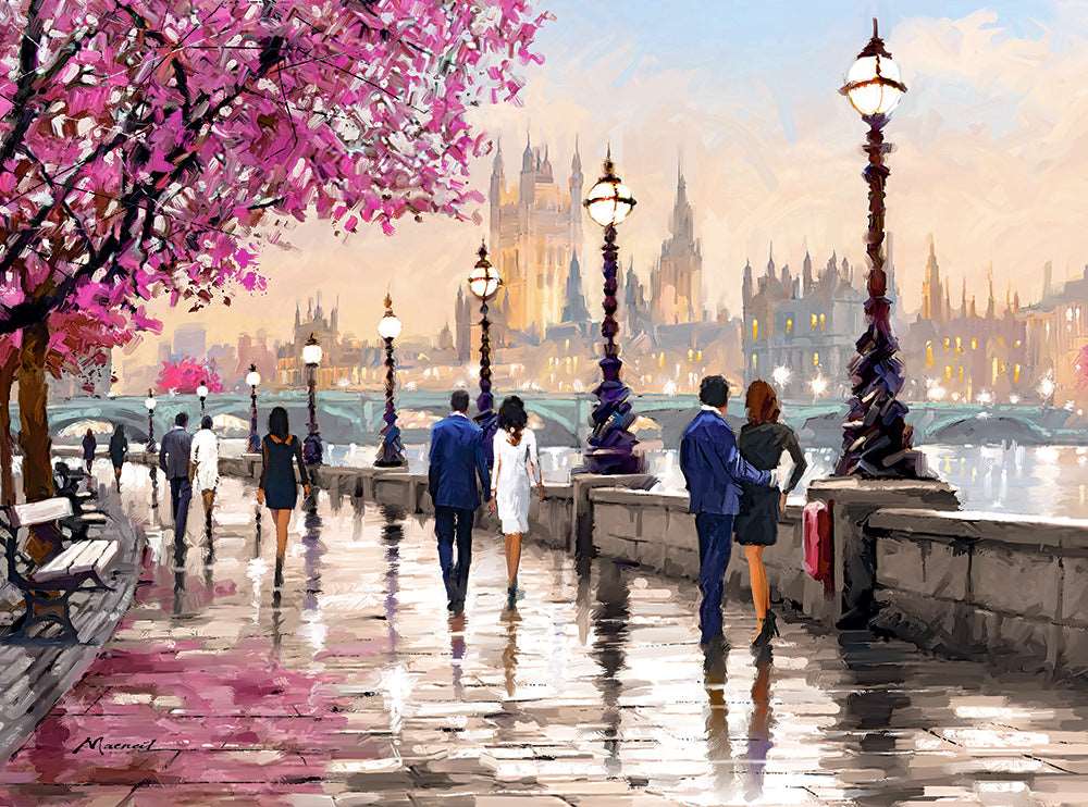 2000 Piece Jigsaw Puzzle, Along the River, Art. Puzzle, paintings puzzle, Adult Puzzles, Castorland C-200566-2 Bridge Toys - Premium Jigsaw Puzzles