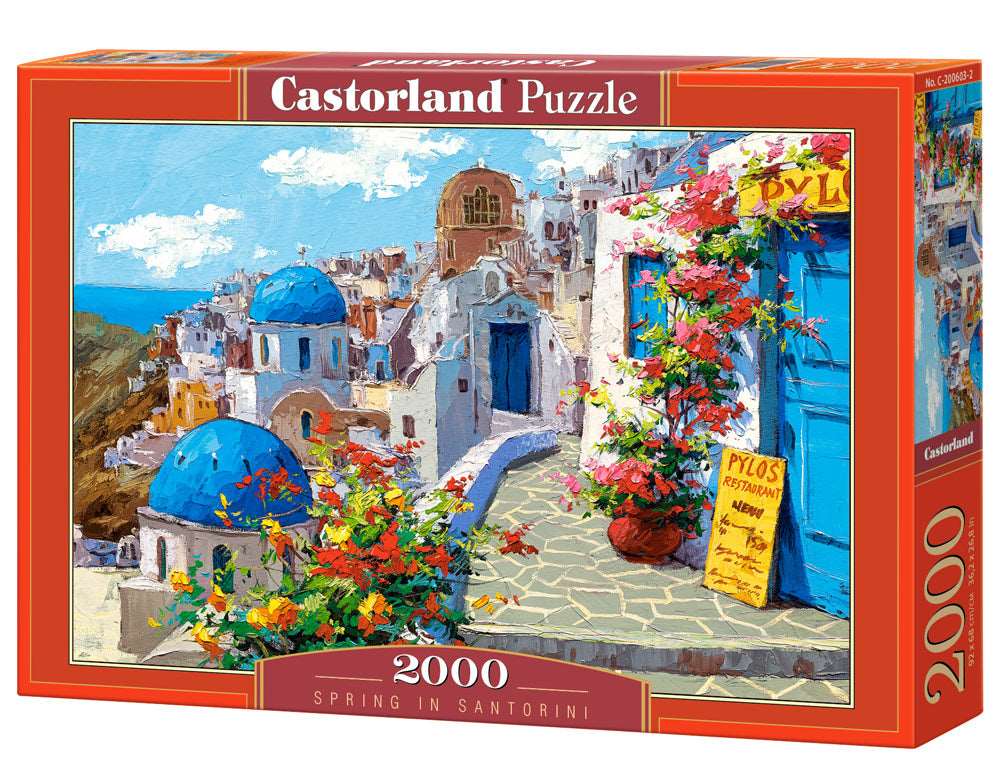 2000 Piece Jigsaw Puzzle, Spring in Santorini, Greece, Adult Puzzles, Castorland C-200603-2 Bridge Toys - Premium Jigsaw Puzzles