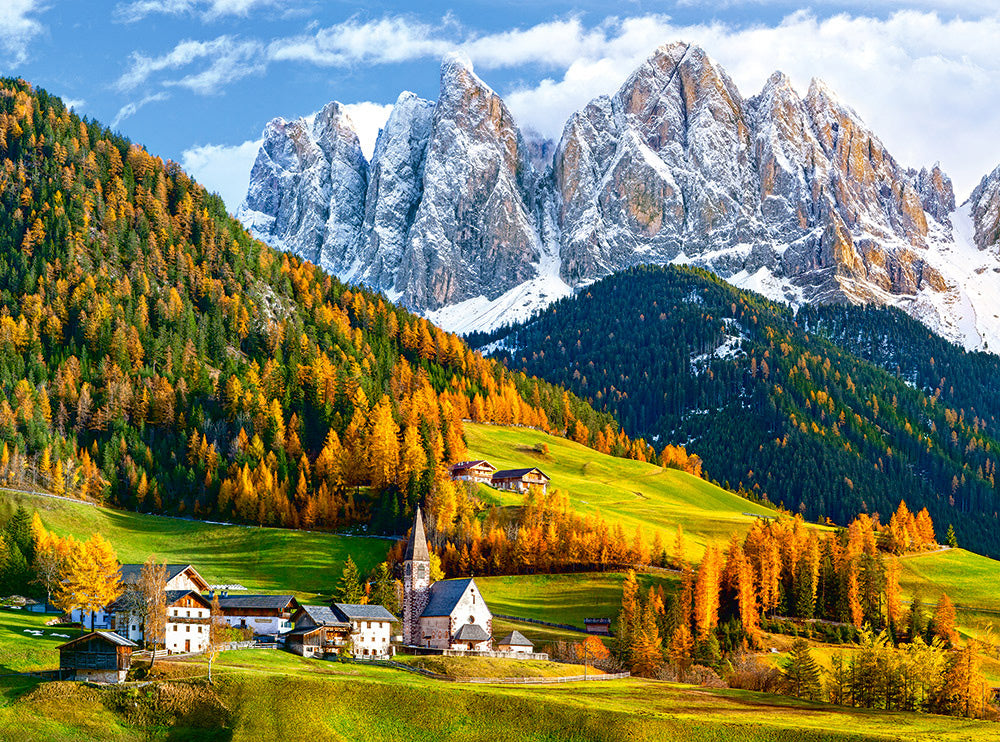 2000 Piece Jigsaw Puzzle, Church of St. Magdalena, Dolomites, Italy, Europe, Scenic Puzzle, Travel-inspired Puzzle, Adult Puzzle, Castorland C-200610-2 Bridge Toys - Premium Jigsaw Puzzles