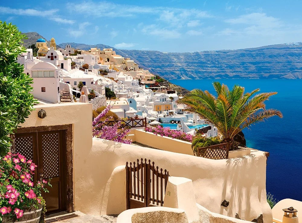 2000 Piece Jigsaw Puzzle, Santorini, Greece, Aegean Sea, Touristic place, Travel jigsaw puzzles, Holiday place, Mediterranean, Adult Puzzle, Castorland C-200672-2 Bridge Toys - Premium Jigsaw Puzzles