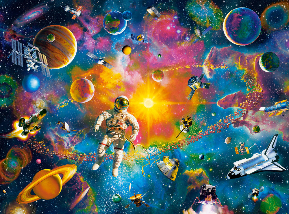 2000 Piece Jigsaw Puzzle, Man in Space, Sparkling stars, Astronaut, Space scene, Adult Puzzle, Castorland C-200849-2 Bridge Toys - Premium Jigsaw Puzzles