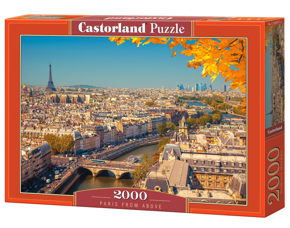 2000 Piece Jigsaw Puzzle, Paris from Above, Cityscape, Seine river, France, Adult Puzzle, Castorland C-200917-2 Bridge Toys - Premium Jigsaw Puzzles