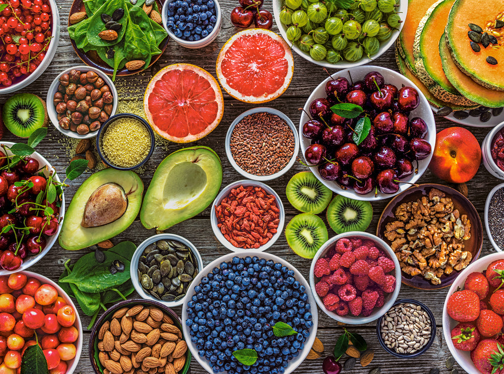 2000 Piece Jigsaw Puzzle, Table Full of Superfood, Food puzzles, Variety of fruits and nuts, Colorful food, "Tasty" puzzles, Adult Puzzle, Castorland C-200993-2 Bridge Toys - Premium Jigsaw Puzzles