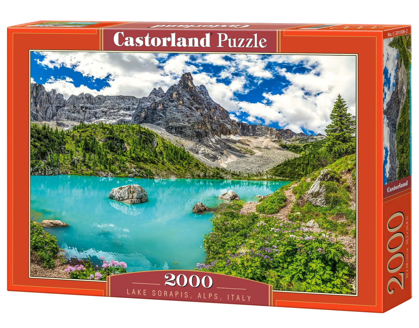 2000 Piece Jigsaw Puzzle, Lake Sorapis, Alps, Italy, Vibrant Turquoise Glacial Water Scene, Majestic Nature Photography, Dolomites, Adult Puzzle, Castorland C-201006-2 Bridge Toys - Premium Jigsaw Puzzles