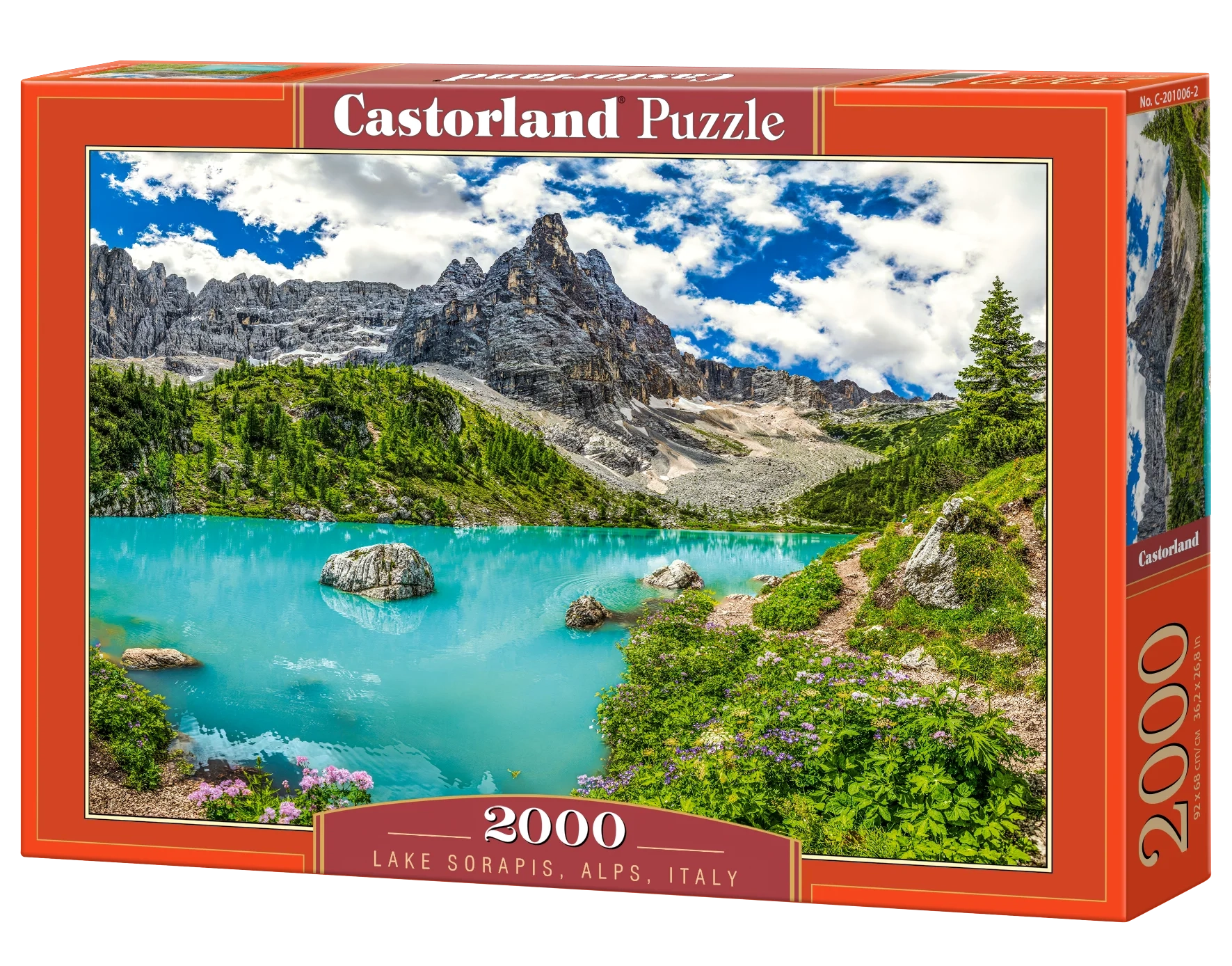 2000 Piece Jigsaw Puzzle, Lake Sorapis, Alps, Italy, Vibrant Turquoise Glacial Water Scene, Majestic Nature Photography, Dolomites, Adult Puzzle, Castorland C-201006-2 Bridge Toys - Premium Jigsaw Puzzles