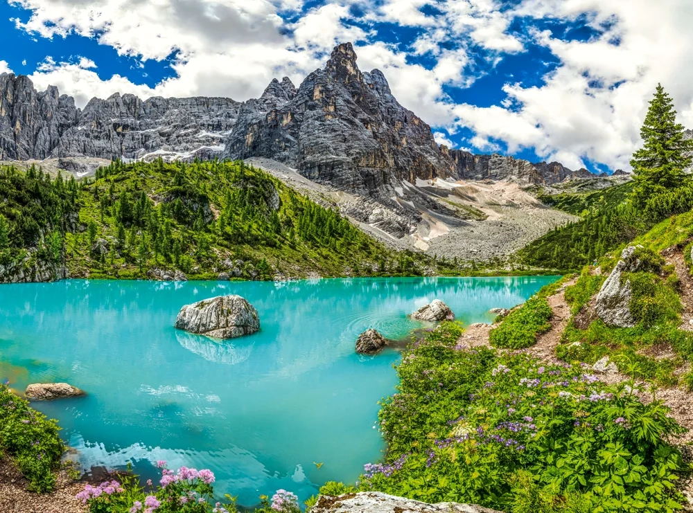 2000 Piece Jigsaw Puzzle, Lake Sorapis, Alps, Italy, Vibrant Turquoise Glacial Water Scene, Majestic Nature Photography, Dolomites, Adult Puzzle, Castorland C-201006-2 Bridge Toys - Premium Jigsaw Puzzles