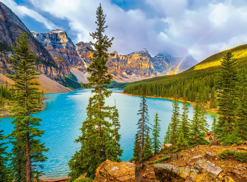 2000 Piece Jigsaw Puzzle, Moraine Lake, Banff National Park, Canada, Scenic Canadian Rockies Nature, Mountain Landscape, Adult Puzzle, Castorland C-201037-2 Bridge Toys - Premium Jigsaw Puzzles