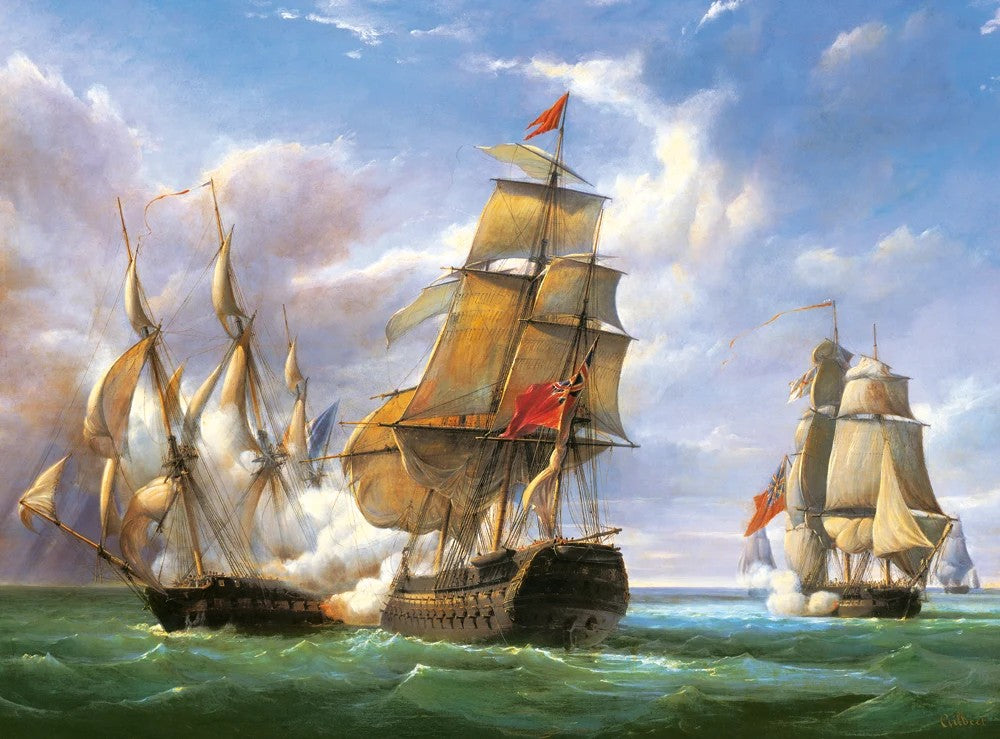 3000 Piece Jigsaw Puzzle, "Combat between the French and the English Vessels", Naval battle, Historical puzzles, Canon battle, Adult Puzzle, Castorland C-300037-2 Bridge Toys - Premium Jigsaw Puzzles
