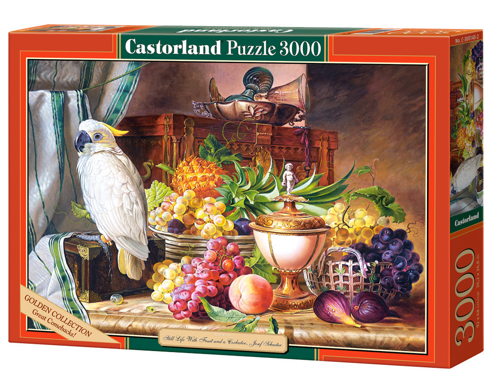 3000 Piece Jigsaw Puzzles, Still Life With Fruit and a Cockatoo, Josef Schuster, Adult Puzzles, Castorland C-300143-2 Bridge Toys - Premium Jigsaw Puzzles