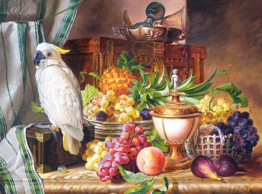 3000 Piece Jigsaw Puzzles, Still Life With Fruit and a Cockatoo, Josef Schuster, Adult Puzzles, Castorland C-300143-2 Bridge Toys - Premium Jigsaw Puzzles